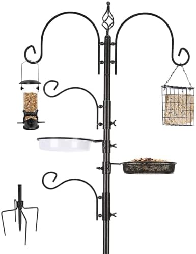 ERYTLLY Bird Feeding Station Kit Bird Feeder Pole Wild Bird Feeder Hanging Kit Planter Hanger Multi Feeder Hanging with Metal Suet Feeder Bird Bath for Attracting Wild Birds