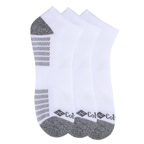 Columbia Men's 6 Pack Athletic No Show Socks, Grey/White, Shoe Size 6-12