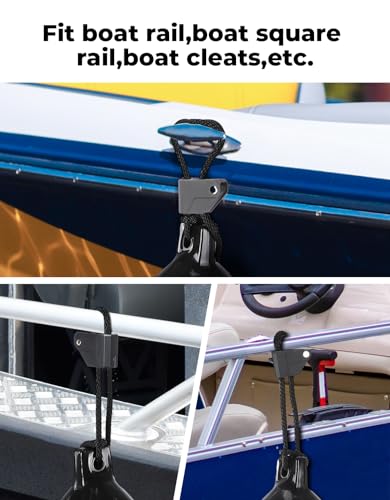 KEMIMOTO Boat Fender Clips,Quick Release Adjustable Boat Rail Cleats Fender Clips for Boat Bumpers, Boat Bumper Holder Hanger Adjuster for Pontoon Boat Bass Boat Jon Boat