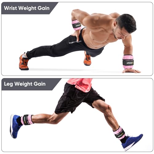 APEXUP 10lbs/Pair Adjustable Ankle Weights for Women and Men, Modularized Leg Weight Straps for Yoga, Walking, Running, Aerobics, Gym (Pastel Pink)