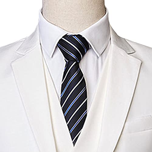 Casual 2 Button Suits for Men Slim Fit Notched Lapel Business Sets Solid Color Wedding Formal Jacket Vest Pants (White,Medium)
