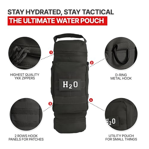 Orca Tactical Molle Water Bottle Pouch - Molle Water Bottle Holder Fits Most 32 and 40 oz Bottles - Water Bottle Pouch for Backpack - Thicker Insulated Water Bottle Holster Keeps Drinks Cooler Longer