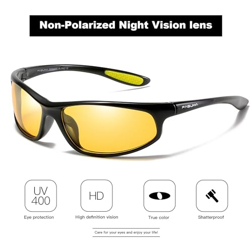 FAGUMA Polarized Sports Sunglasses For Men Cycling Driving Fishing 100% UV Protection