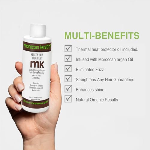 Moroccan Keratin Hair Treatment Straightening Blowout Brazilian Smoothing Professional Results Salon and Home Use , Long Lasting organic results 4-6 months 4pc Set