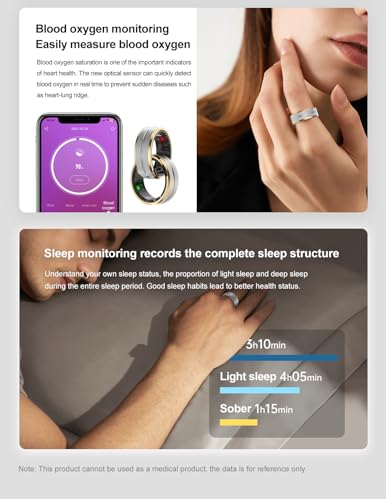 Generic Smart Ring X1 for Men and Women, Night Sleep Tracker Ring, Health Tracker, Fitness Tracker, Heart Rate, IP68 Waterproof Smart Health Ring (Black, 9)