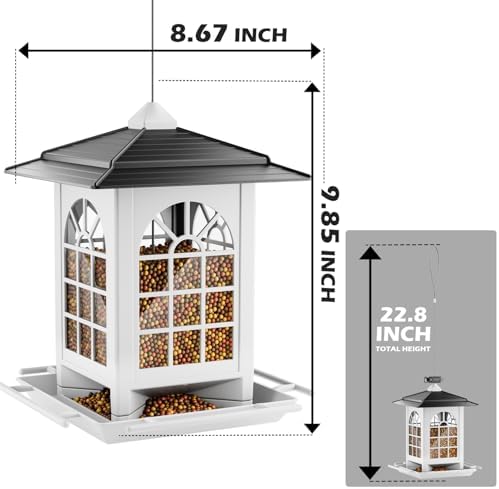 Birdream 2 Pack Bird Feeders for Outdoors Hanging - 7LB Total Capacity Classic Courtyard Design Fun Assembly Bird Feeder, Attracting Wild Birds Cardinals Goldfinches - Black&White