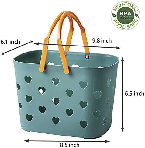 Anyoifax Portable Shower Caddy Tote Plastic Storage Basket with Handle Box Organizer Bin for Bathroom, Pantry, Kitchen, College Dorm, Garage - Blue