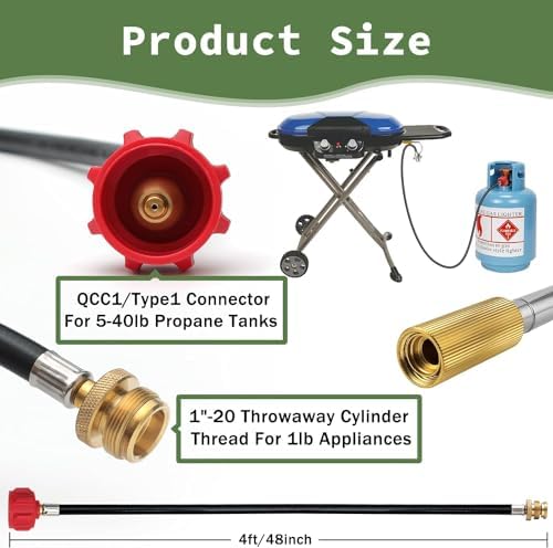 1 lb to 20 lb Propane Adapter Hose & Griddle Regulator Assembly C001 Replacement for Coleman Roadtrip LXX LXE LX Party 5010000743 Accessories, Coleman Roadtrip 9949 Series Griddle Regulator- 4FT