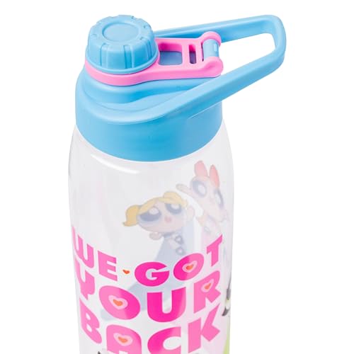 Silver Buffalo Powerpuff Girls We Got Your Back Featuring Bubbles, Buttercup, and Blossom Water Bottle with Screw Lid, 28 Ounces