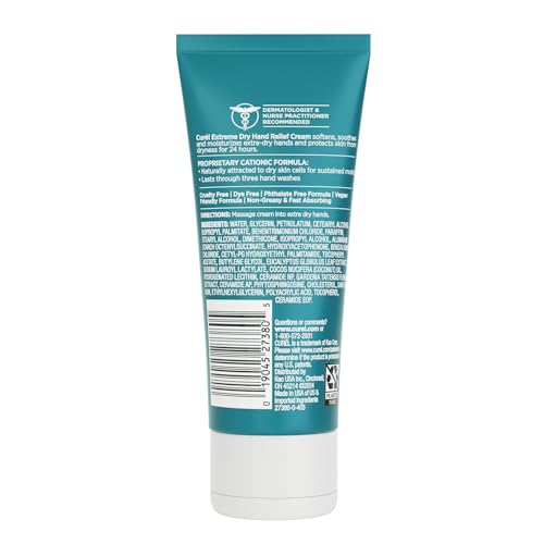 Curel Extreme Dry Hand Relief, Dermatologist Recommended, Long-Lasting Cream For Dry Hands, Paraben Free, Fragrance-Free Hand Lotion, 3 Oz, Pack of 3 (9 Oz Total)