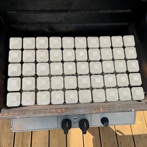 Ceramic Briquettes Replacement for Lynx L27 L30 L36 L42 L54 and Other Gas Grills, Gas Grill Briquettes Replacement for Lava Rocks, 2 x 2 inches, 50-Piece