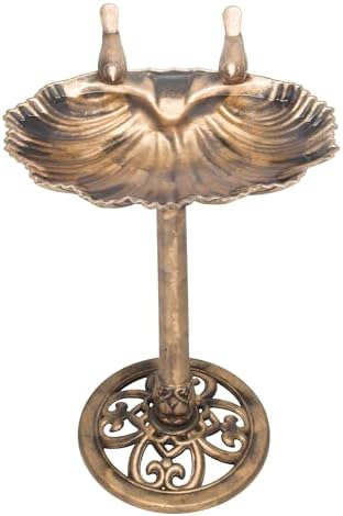 Alpine Corporation 31" Tall Outdoor Vintage Birdbath with Bird Figurines Yard Statue