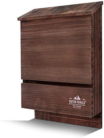 Japanese Cedar Bat House Habitat: Two Chambers, Weatherproof, Easy Install, Brown