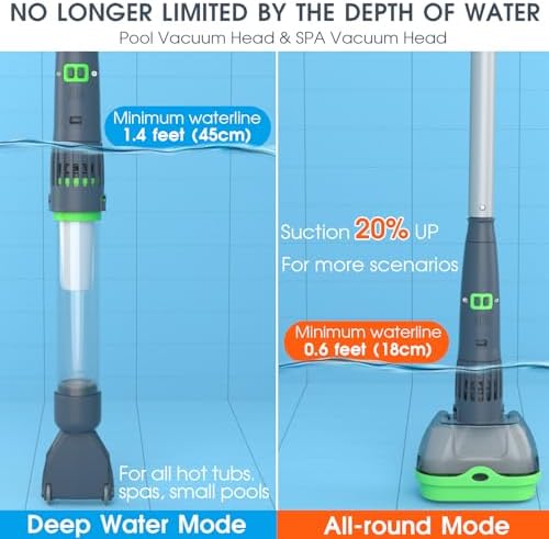 All in ONE Rechargeable Pool & Spa Vacuum 90 Mins Working for Hot Tub, Small Above Ground&Inground Pool, Magnetic Drive Tech, Spa Skimmer Net, Brush,25µm Ultra Fine Mesh Filter