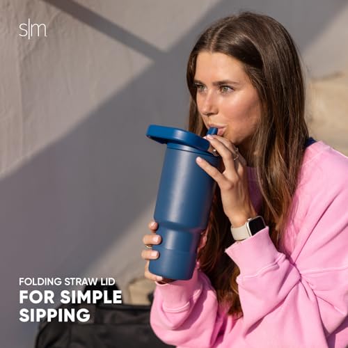 Simple Modern Trek Pivot | 30oz Flip Straw Tumbler with Handle | Water Bottle & Boot | Interchangeable Straw & Chug Lids | Insulated Stainless Steel Jug | Gym Sports Outdoors | Lavender Mist
