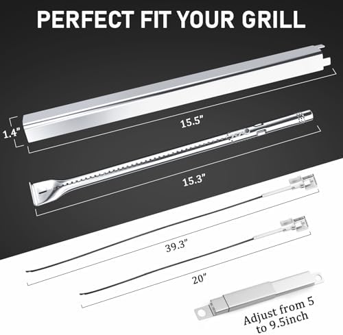 Uniflasy Grill Parts for Charbroil Performance 2-Burner 463630021 463655021 463655421 463655621,for Charbroil 4-Burner 463365021 463448021 Grill Burner Tube Heat Plates Shield Crossover Tube Igniter