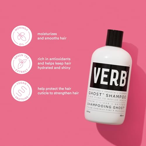 VERB Ghost Shampoo, 2.3 fl oz - Infused with Moringa Oil - Cleanses Fine and Weighed Down Hair - Vegan, No Parabens or Harmful Sulfates