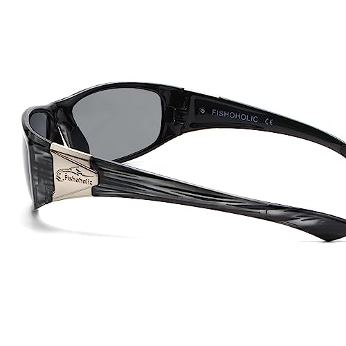 Fishoholic Polarized Fishing Sunglasses (8 Color Options) - Free Hard Case & Pouch - UV400 - Great Fishing Gift for Dad Son (ICE-BLU)