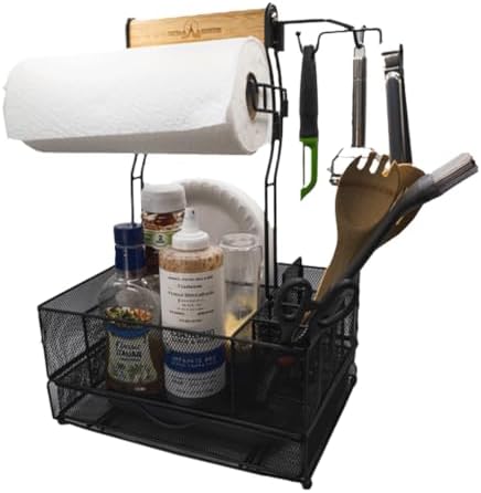 Grill Caddy for Outdoor Grill - Picnic Caddy for Outdoor Kitchen Accessories - BBQ Accessories Basket