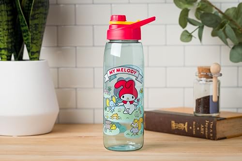 Silver Buffalo Sanrio Hello Kitty and Friends My Melody with Meadow Friends Water Bottle with Screw Lid, 28 Ounces