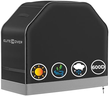 EliteCover 60 Inch 600D Heavy Duty Grill Cover for Outdoor Grill with Waterproof,UV & Fade Resistant, Black