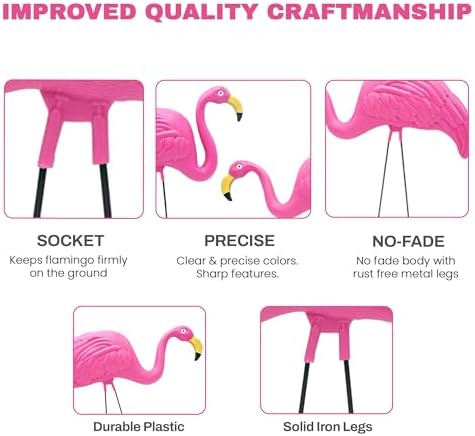 4E's Novelty 2 Pink Flamingos Yard Decorations - Extra Large 24" Flamingos Yard Ornaments - Pink Flamingos for Yard Sculptures & Statues - Lawn Flamingos Outdoor Garden Decor, Weather Resistant