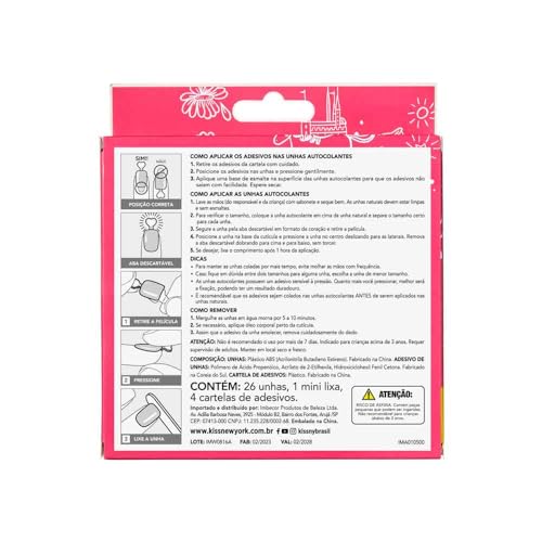 KISS imPRESS No Glue Mani Press On Nails, Mini Nail Artist Kit, 3-D Effect, Pink, Kids Size, Squoval Shape, Includes 26 Fake Nails, 4 Sticker Sheets, 1 Mini Nail File