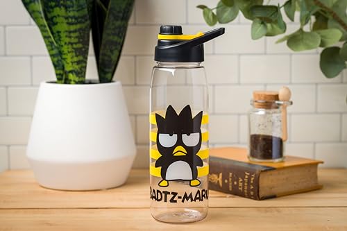 Silver Buffalo Sanrio Hello Kitty and Friends Badtz-Maru Pose Stripes Water Bottle with Screw Lid, 28 Ounces, Sanrio Badtz Maru, 28oz