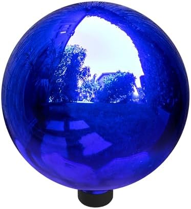 Alpine Corporation 10" Diameter Indoor Outdoor Glass Gazing Globe Festive Yard Decor, Blue