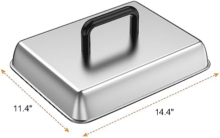 SafBbcue 2 Sets Flat top grill accessories 14" Rectangle Cheese Melting Basting Cover for Blackstone,Pitboss,Camp Chef Steamer Dome Pizza Oven/Wok Cover,Metal Plate Cover for Grill Cooking Accessories