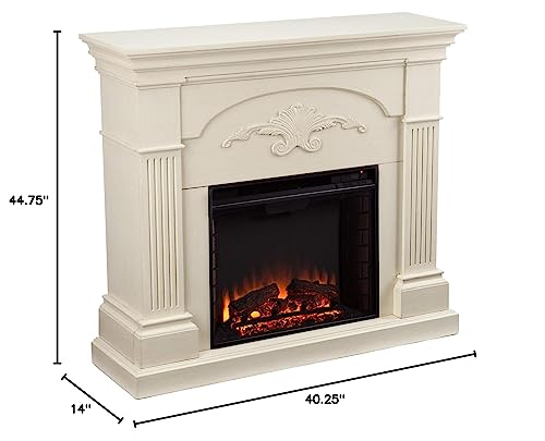 SEI Furniture Sicilian Harvest Traditional Style Electric Fireplace, 44.75" W x 14" D x 40.25" H, Ivory