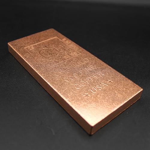1 Kilo Copper Bar (Flat Style) .999 Pure Bullion with Periodic Table Element Design (1 kg) by Mint State Gold