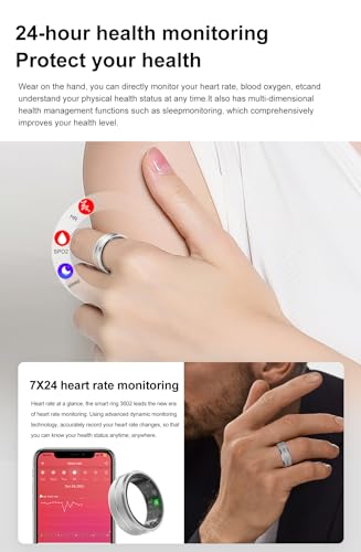 Generic Smart Ring X1 for Men and Women, Night Sleep Tracker Ring, Health Tracker, Fitness Tracker, Heart Rate, IP68 Waterproof Smart Health Ring (Black, 9)