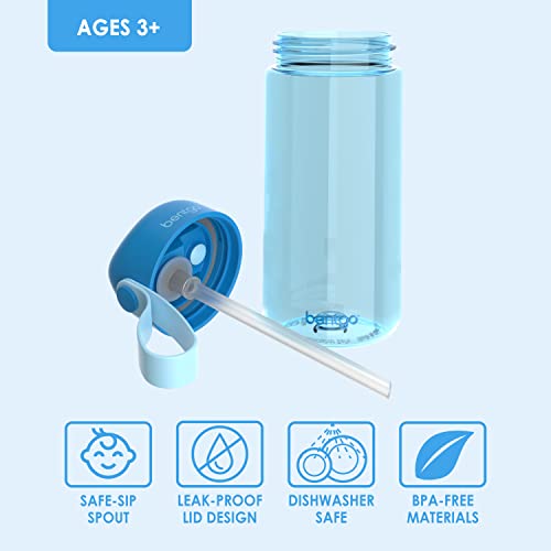 Bentgo Kids Water Bottle - Leak-Proof, Durable Tritan, BPA-Free 15 oz. Cup for Kids/Toddlers Ages 3+ - Flip-Up Straw & Dishwasher Safe for School, Sports, Daycare & Camp (Trucks)