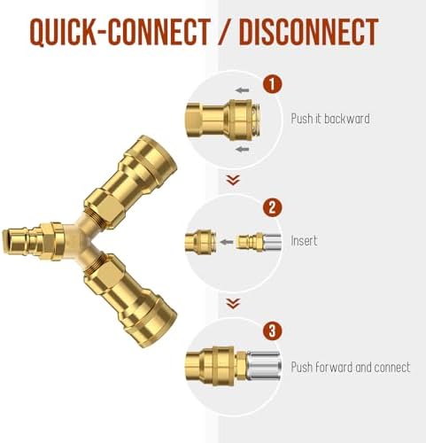 1/2 inch Natural Gas Y Splitter, 2-Way Natural Gas Quick Connect Fittings with Shut Off Valve, Conversion Kit for NaturalGas Line, 1/2" Propane Hose, Pizza, Oven, Grill, Generator, Heater