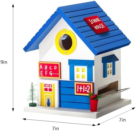 2IN1 Bluebird House+Bird Feeder - Bird House Clearance for Outside - Stainless Steel Perch Hinges - Removable Protector - Bluebirds, Sparrows, Chickadees Bird House for Outside on Pole Post