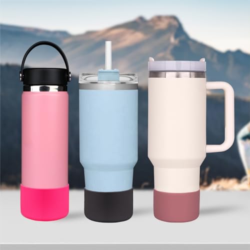 HEYSKAY 2pcs Protective Flask Silicone Boot Base for Stanley Quencher Adventure 40oz & Stanley IceFlow 20oz 30oz Tumbler, and Compatible with 12-24oz Hydro Sport Water Bottles,Yeti and More