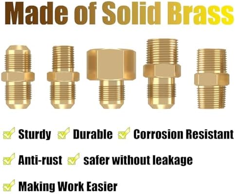 24Ft High Pressure Braided Propane Hose Extension and fittings with Conversion Coupling 3/8" Flare to 1/2" Female NPT, 1/4" Male NPT, 3/8" Male Flare for BBQ Grill, Fire Pit, Heater