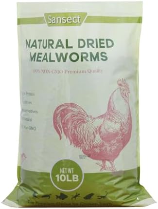 10 LB Dried Mealworms, 100% Natural, Non-GMO Mealworms for Chickens-High Protein Treats for Chickens, Ducks, Wild Birds