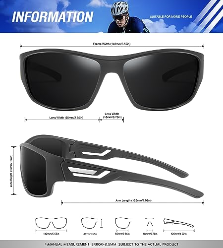 KALIYADI Sunglasses-Men Polarized Sports Sun-glasses: Mens Sunglasses Polarized UV Protection Driving Running Cycling Outdoor