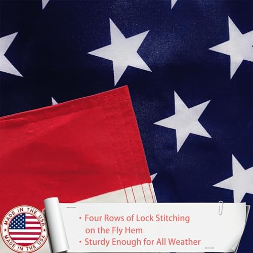 American US Flag 3x5 Outdoor Made in USA - Double Sided Heavy Duty Vivid Color United States Flag with 2 Brass Grommet