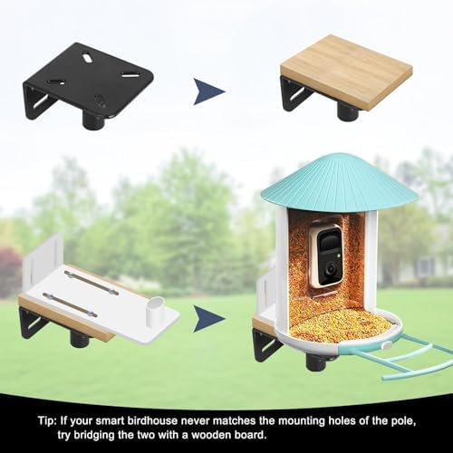 Gtongoko Smart Bird Feeder Pole 79 Inch Bluebird House Pole for Outdoors Weather Station Heavy Duty Metal Mounting Kit Adjustable Bird Feeder Stand Black