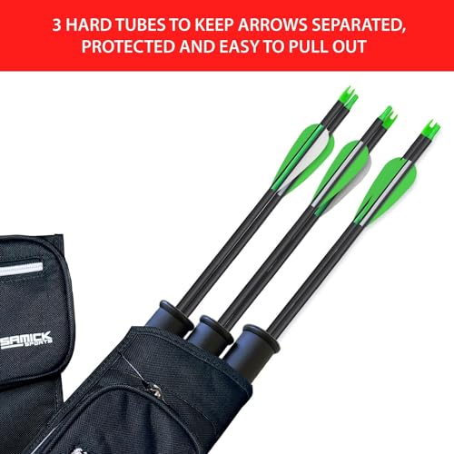 SAMICK SPORTS Archery Arrow Quiver - Adjustable Waist Hanged Quiver with 3 Removable Tubes & Pockets for Archery Arrows Case & Equipment - Ideal for Hunting & Target Practice - Right Handed Only