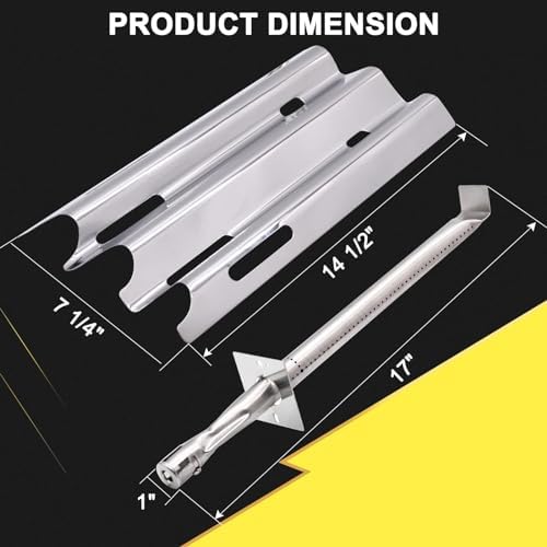 Repair kit for Vermont Castings CF9030 VM400XBP VM450 VM450SSP VM600 CF9055 CF9085 VCS5005, Jenn-Air JA461 JA580 JA461P Grill Parts, Stainless Steel Grill Burner Tube and Heat Plate Tent Shield