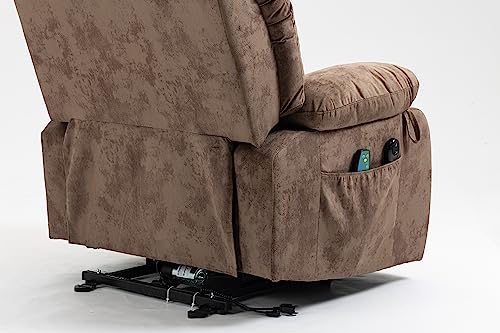 ERYE Electric Power Lift Recliner Chair for Elderly with Massage and Heat, Velvet Upholstery Infinite Positions Adjustable Large Size Armchair W/ 2 Remote Controllers & Side Pockets for Living Room