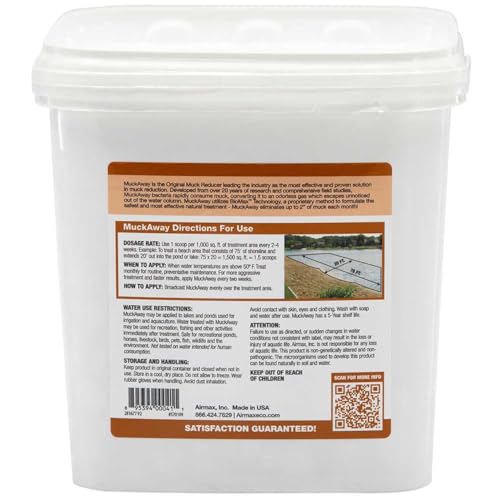 Airmax MuckAway Natural Beneficial Bacteria for Outdoor Ponds & Lakes, Muck, Sludge & Noxious Odor Solution, Easy to use Enzyme Tablets, Cleaner Beach & Shoreline, Fish, Pet & Wildlife Safe, 8 Scoops