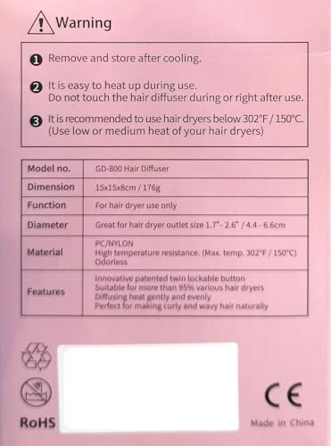 Universal Hair Diffuser “Super Sturdy” 1.7 Inch to 2.6 Inch for Natural Curly and Wavy Hair, Hair Dryer Attachment (White)
