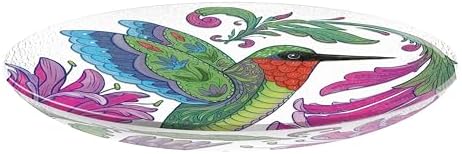 Evergreen Garden 18 inches Glass Bird Bath Bowl, Glass Painted Birdbath or Wild Bird Feeders for Outdoor Bird Bath Stand, Bird Bath Replacement Bowls Only (Hummingbird)