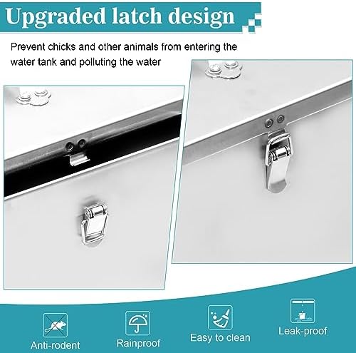 3 Gallons Chicken Waterer,Stainless Steels Automatic Chicken Waterer with Latch and Bottom Bracket,Poultry Watering 4 Water Cups Chicken Feeder Waterer and 4 Horizontal Automatic Chicken Nipples