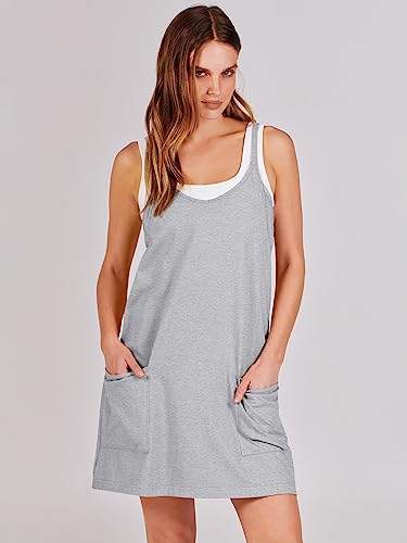 ANRABESS Women Summer Mini Romper Dress Workout Tennis Active Sports Athleisure Outfits built in Shorts Trendy Vacation Heather Gray Small